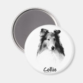 Ruw Collie Charcoal Magneet (Voorkant / Achterkant)