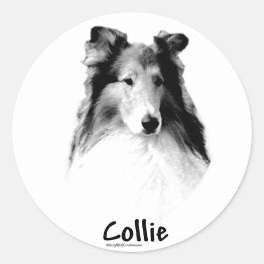 Ruw Collie Charcoal Ronde Sticker (Voorkant)