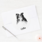 Ruw Collie Charcoal Ronde Sticker (Envelop)