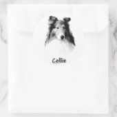 Ruw Collie Charcoal Ronde Sticker (Tas)
