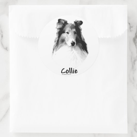 Ruw Collie Charcoal Ronde Sticker (Tas)