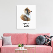 Ruw Collie dog portretfoto Canvas Afdruk (Insitu (Woonkamer))