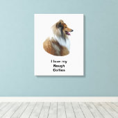 Ruw Collie dog portretfoto Canvas Afdruk (Insitu (Houten vloer))