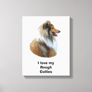 Ruw Collie dog portretfoto Canvas Afdruk