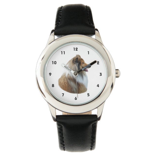 Ruw Collie dog portretfoto Horloge (Voorkant)