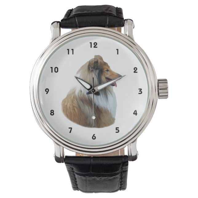 Ruw Collie dog portretfoto Horloge (Voorkant)