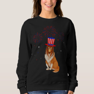 Ruw Collie Dog Red White Blue Fireworks Decor 4t Trui
