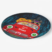 Ruw collie Dog Rijvaardigheid auto Scale Halloween Papieren Bordje (Gekanteld)