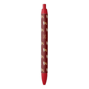 Ruw Collie Dogs Pattern Monogramed Zwarte Inkt Pen