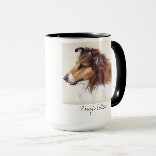 Ruw Collie Gepiliseerd in Waterverf Mok (Voorkant rechts)