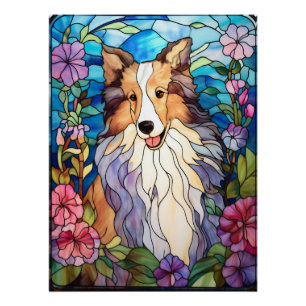 Ruw Collie Glas-in-loodraam Perfect Poster