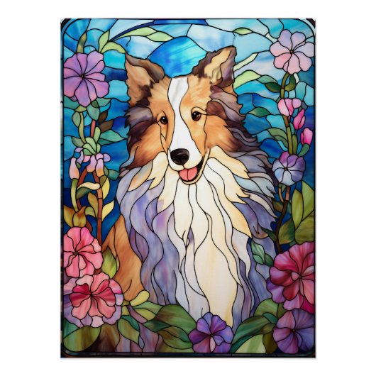 Ruw Collie Glas-in-loodraam Perfect Poster (Voorkant)