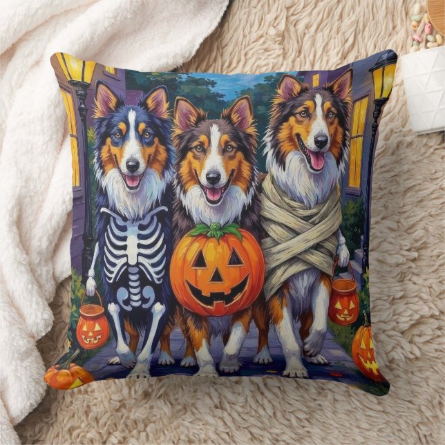 Ruw Collie Halloween Kostuums Kussen (Deken)