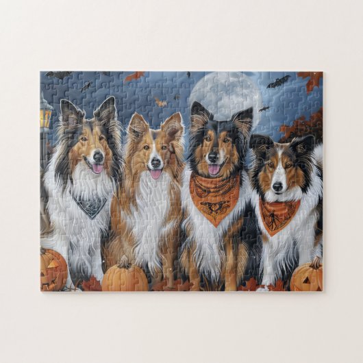Ruw Collie Halloween Spoken Legpuzzel (Horizontaal)