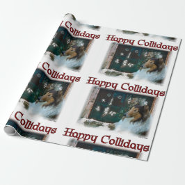 Ruw Collie Happy Collidays Kerstmis Cadeaupapier
