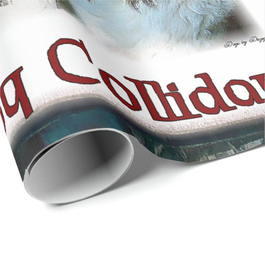 Ruw Collie Happy Collidays Kerstmis Cadeaupapier (Rol Hoek)