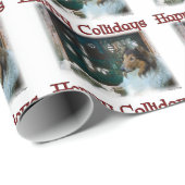 Ruw Collie Happy Collidays Kerstmis Cadeaupapier (Rol Hoek)