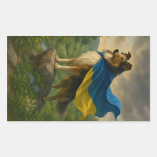 Ruw Collie Held Rechthoekige Sticker (Voorkant)
