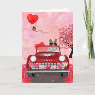 Ruw Collie-hond Auto met Hartjes Valentijnsdag Kaart