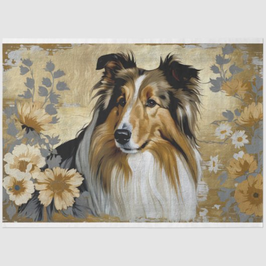 Ruw Collie Hond Decoupage Tissuepapier (Voorkant)