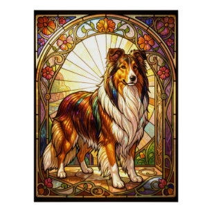 Ruw Collie-hond Gebrandschilderde Kunst Nieuwe Sti Perfect Poster