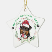 Ruw Collie Hond Gepersonaliseerd Kerstcadeau Keramisch Ornament (Links)