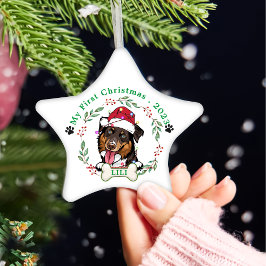 Ruw Collie Hond Gepersonaliseerd Kerstcadeau Keramisch Ornament