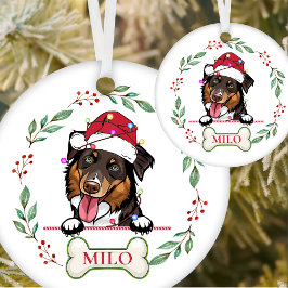 Ruw Collie Hond Gepersonaliseerd Kerstcadeau Keramisch Ornament