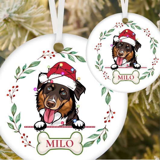 Ruw Collie Hond Gepersonaliseerd Kerstcadeau Keramisch Ornament