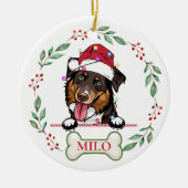 Ruw Collie Hond Gepersonaliseerd Kerstcadeau Keramisch Ornament (Voorkant)