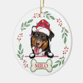 Ruw Collie Hond Gepersonaliseerd Kerstcadeau Keramisch Ornament (Links)