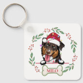 Ruw Collie Hond Gepersonaliseerd Kerstcadeau Sleutelhanger (Voorkant)