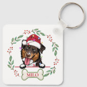 Ruw Collie Hond Gepersonaliseerd Kerstcadeau Sleutelhanger (Achterkant)