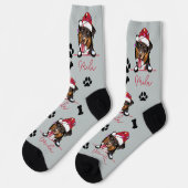 Ruw Collie Hond Gepersonaliseerd Kerstcadeau Sokken (Links)