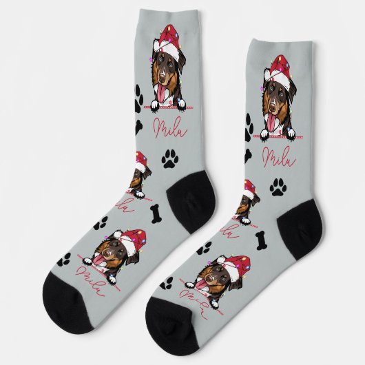 Ruw Collie Hond Gepersonaliseerd Kerstcadeau Sokken (Links)