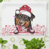 Ruw Collie Hond Gepersonaliseerd Kerstcadeau Theedoek (Gevouwen)