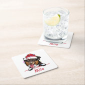 Ruw Collie Hond Gepersonaliseerde Hand Drawing Kartonnen Onderzetters (Insitu)