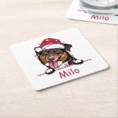 Ruw Collie Hond Gepersonaliseerde Hand Drawing Kartonnen Onderzetters (Schuin)