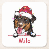 Ruw Collie Hond Gepersonaliseerde Hand Drawing Kartonnen Onderzetters (Voorkant)