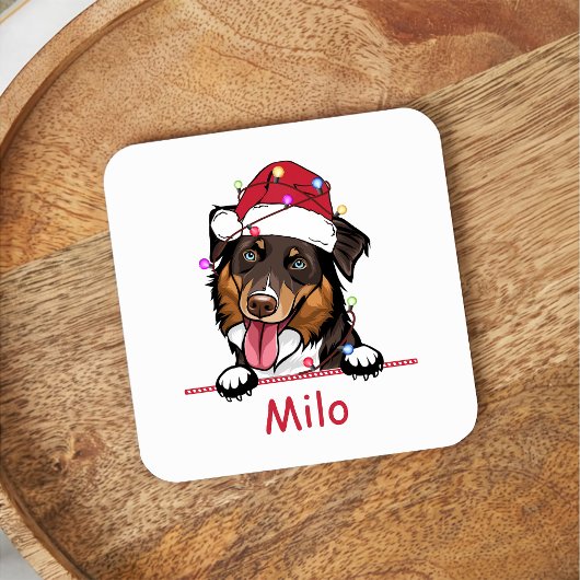 Ruw Collie Hond Gepersonaliseerde Hand Drawing Kartonnen Onderzetters