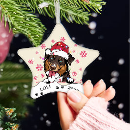 Ruw Collie Hond Gepersonaliseerde Hand Drawing Keramisch Ornament