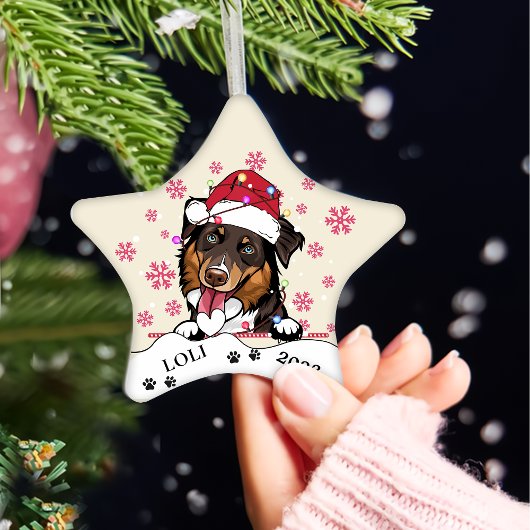 Ruw Collie Hond Gepersonaliseerde Hand Drawing Keramisch Ornament