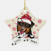 Ruw Collie Hond Gepersonaliseerde Hand Drawing Keramisch Ornament (Voorkant)
