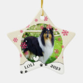 Ruw Collie Hond Gepersonaliseerde Hand Drawing Keramisch Ornament (Achterkant)
