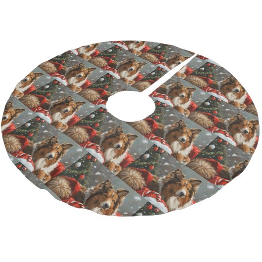 Ruw Collie Hond Kerstfeest Kerstboom Rok (Gekanteld)