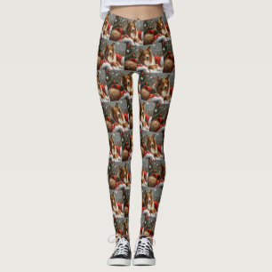 Ruw Collie Hond Kerstfeest Leggings