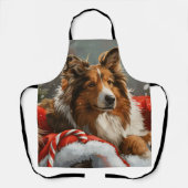 Ruw Collie Hond Kerstfeest Schort (Voorkant)