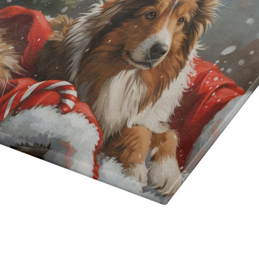 Ruw Collie Hond Kerstfeest Snijplank (Hoek)