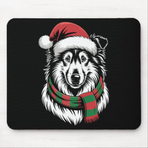 Ruw Collie Hond Kerstmis Sinterklaas Hoed Sjaal Ke Muismat