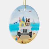 Ruw collie hond Rijden op strand Keramisch Ornament (Rechts)